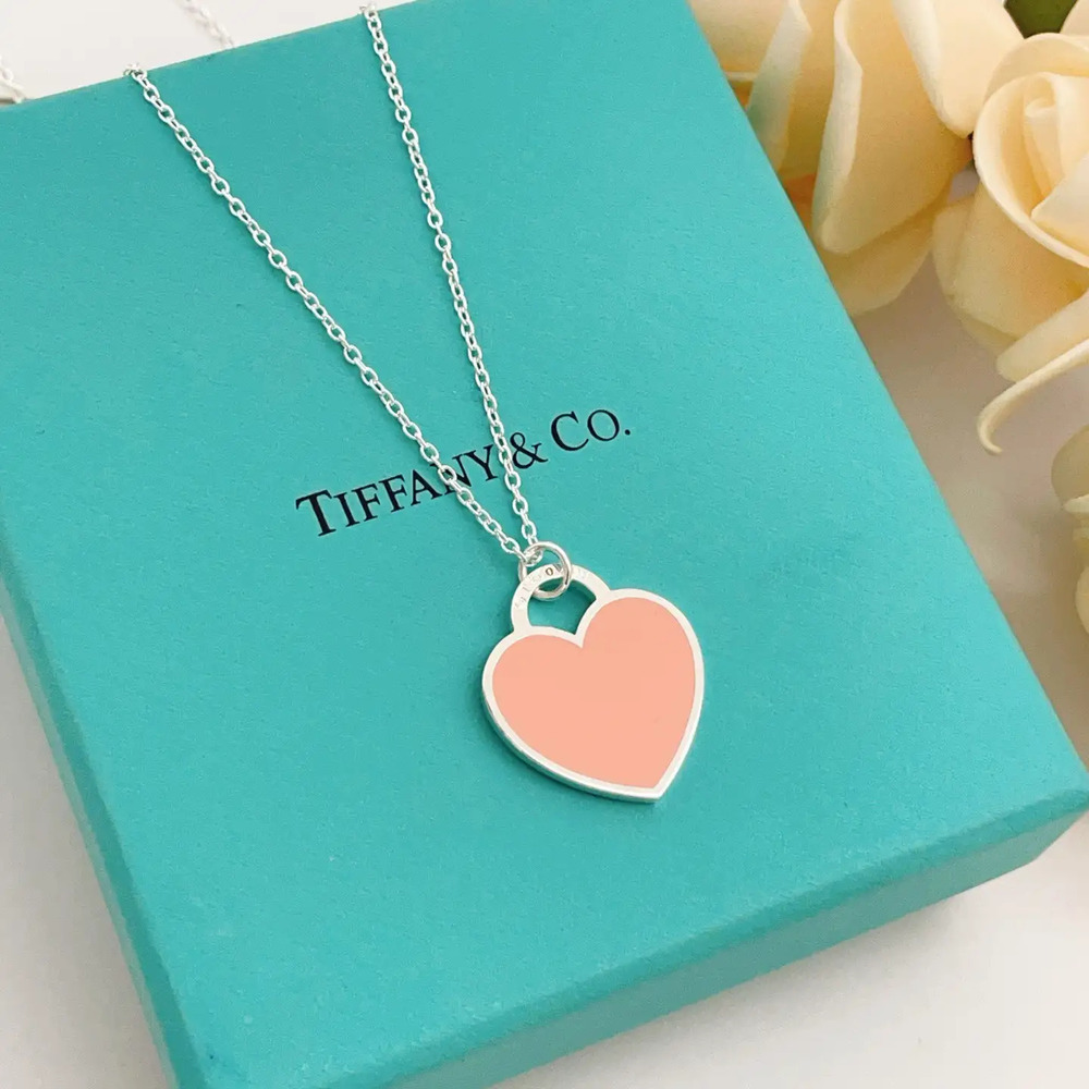 Tiffany & Co. Silver Pink Heart Necklace